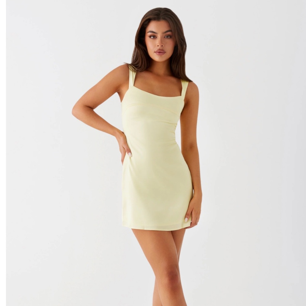 PepperMayo Odette Satin Mini Dress in yellow
